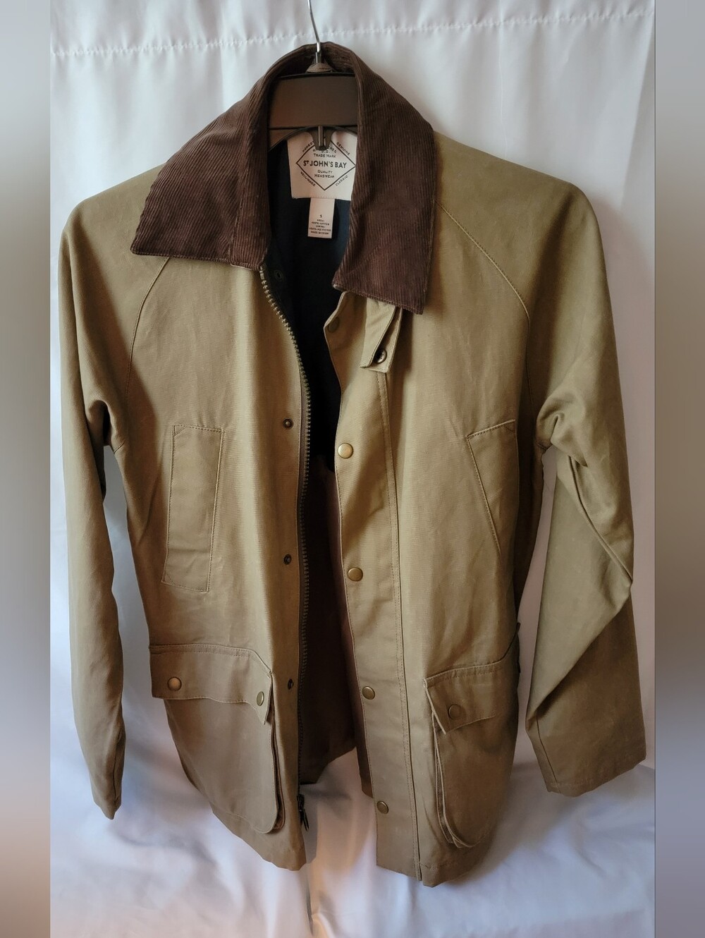 NWOT! St. John's Bay Khaki Barn Jacket with Brown Collar - Men's Field Jacket